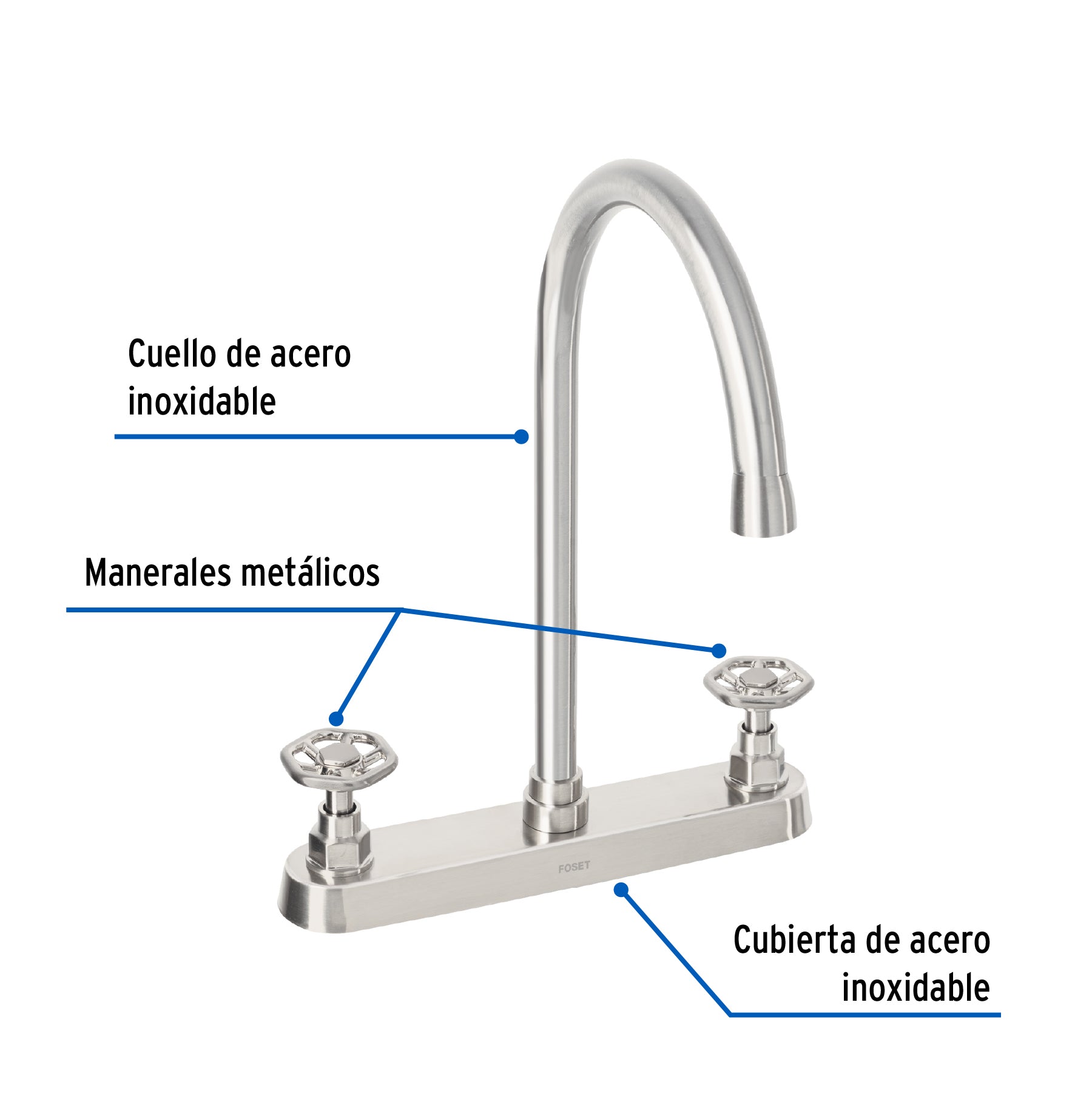 Mezcladora para fregadero manerales redondos satin TUBIG