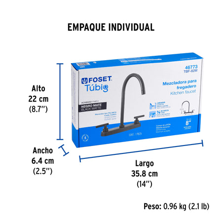 Mezcladora para fregaderomanerales palancanegro mate TUBIG