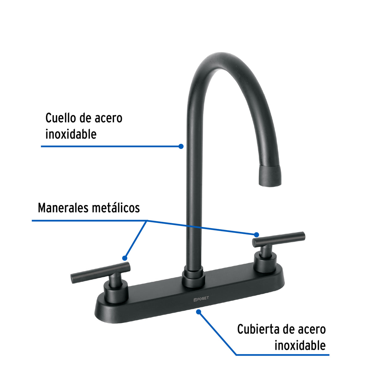 Mezcladora para fregaderomanerales palancanegro mate TUBIG