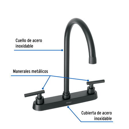 Mezcladora para fregaderomanerales palancanegro mate TUBIG
