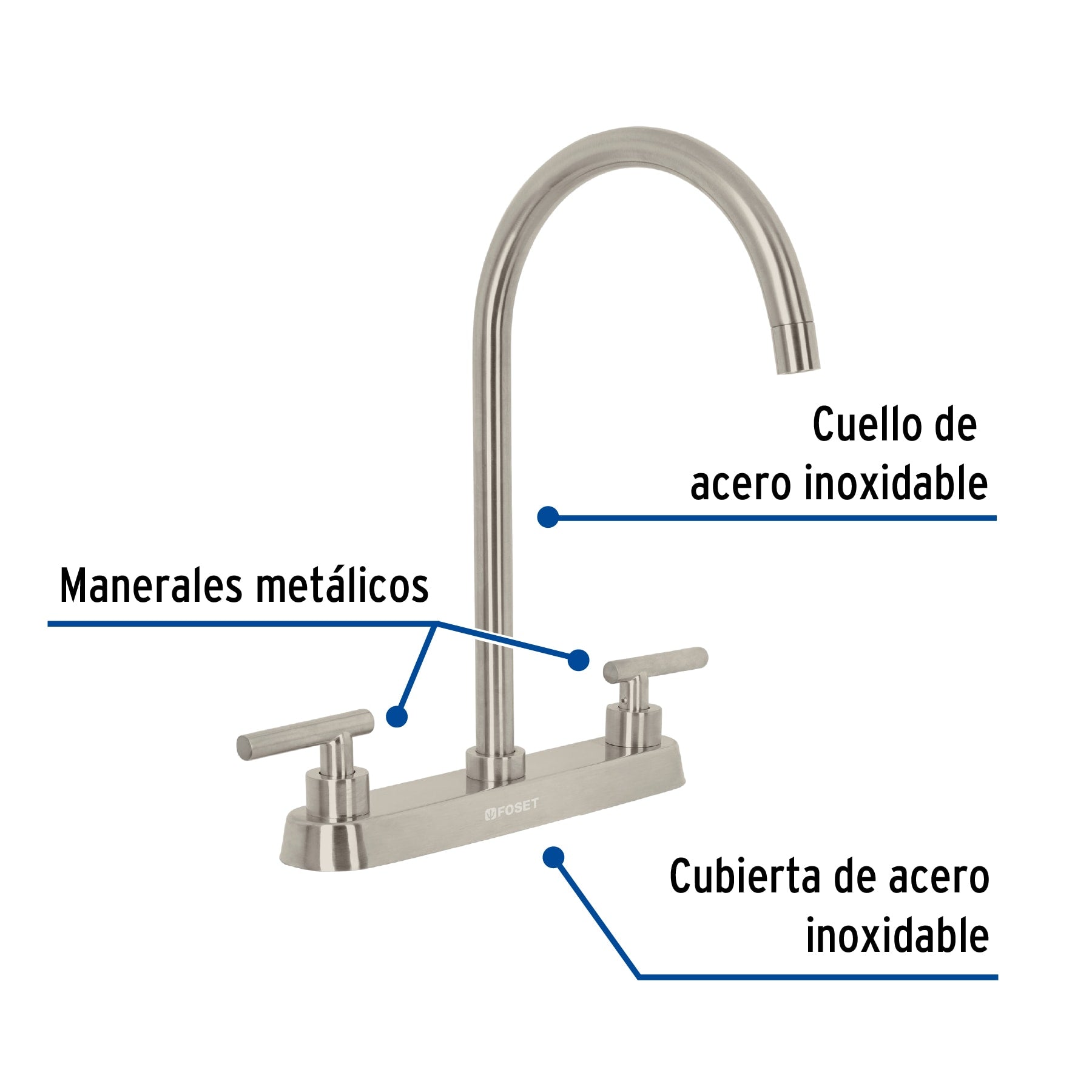 Mezcladora para fregadero manerales palanca satin TUBIG
