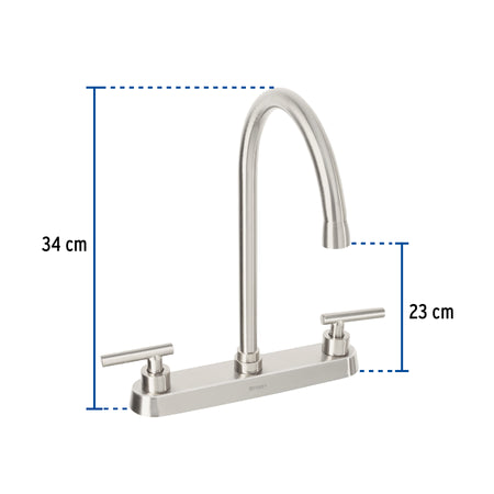 Mezcladora para fregadero manerales palanca satin TUBIG