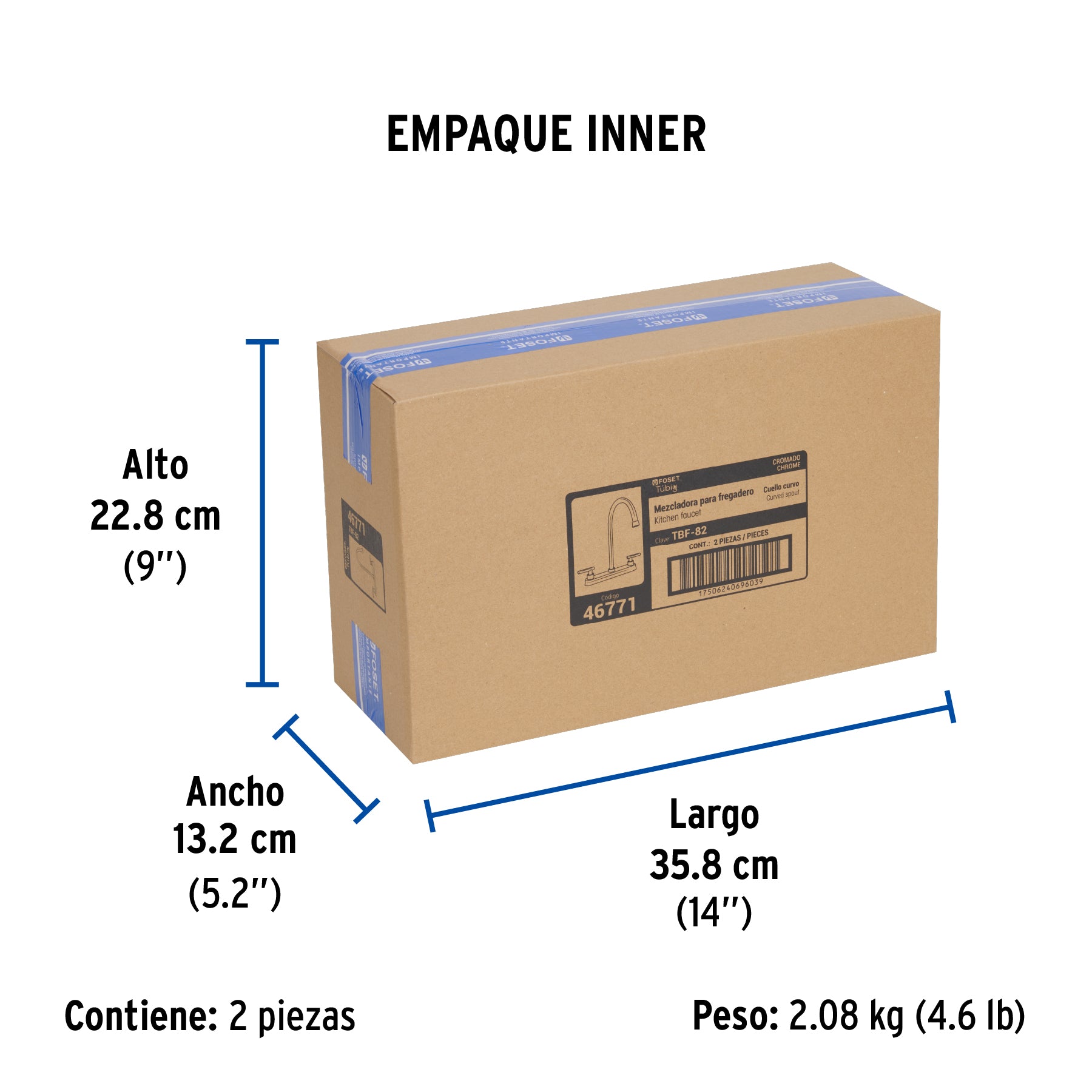 Mezcladora para fregadero manerales palanca cromo TUBIG