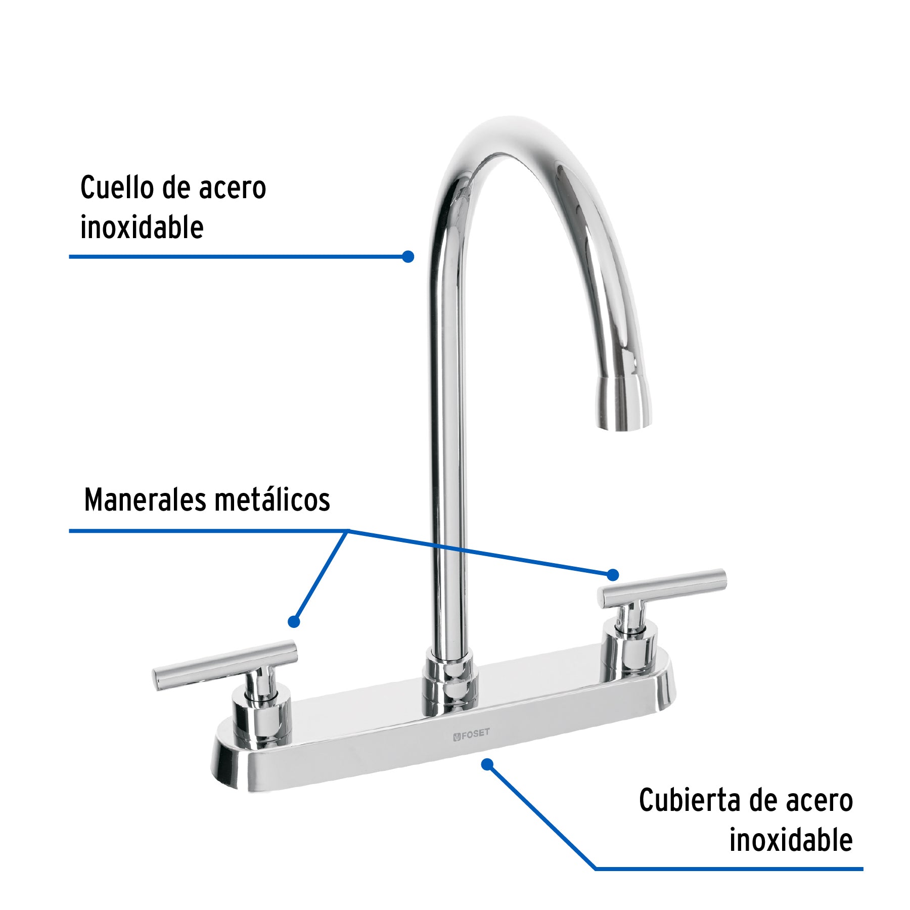 Mezcladora para fregadero manerales palanca cromo TUBIG