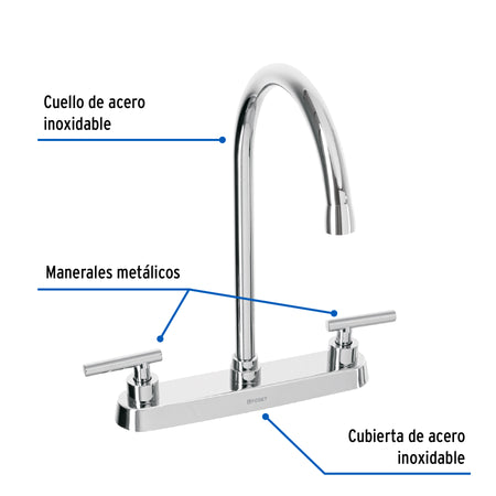 Mezcladora para fregadero manerales palanca cromo TUBIG