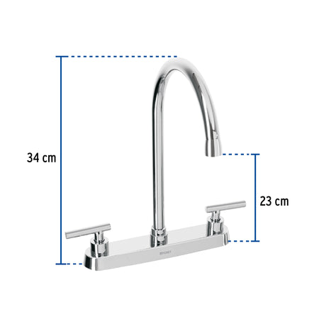 Mezcladora para fregadero manerales palanca cromo TUBIG