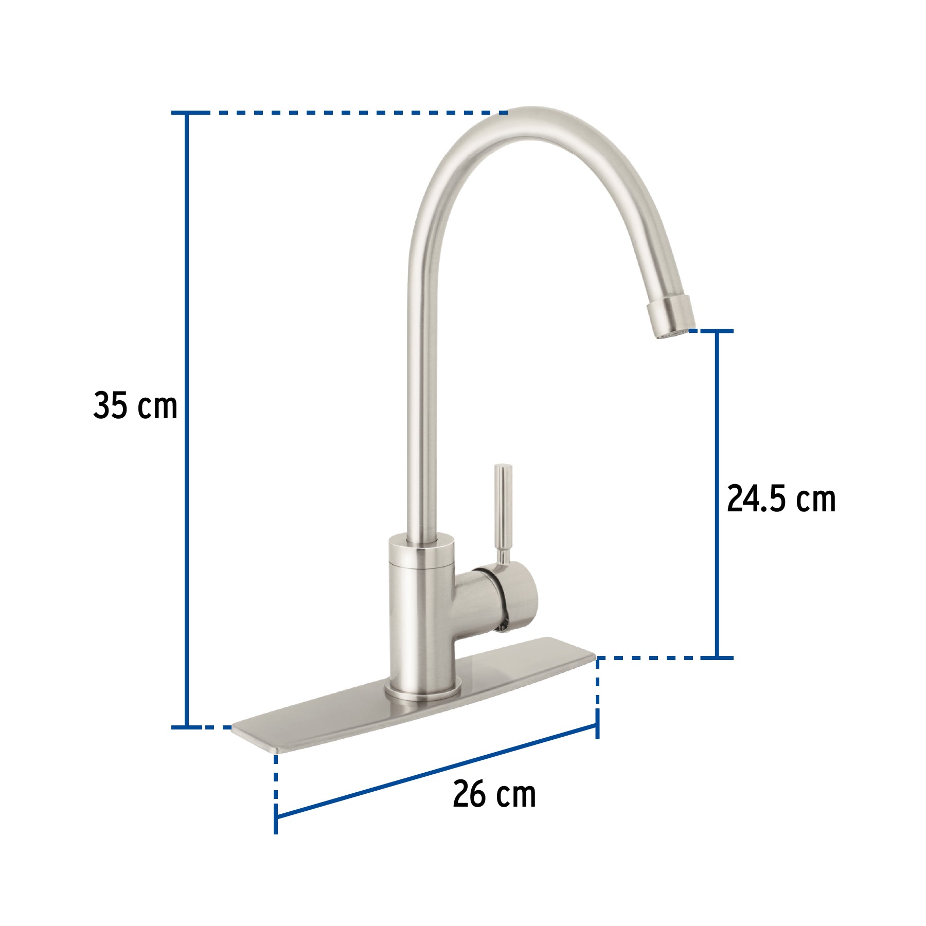 Monomando para fregadero cuello alto satin FOSET TUBIG