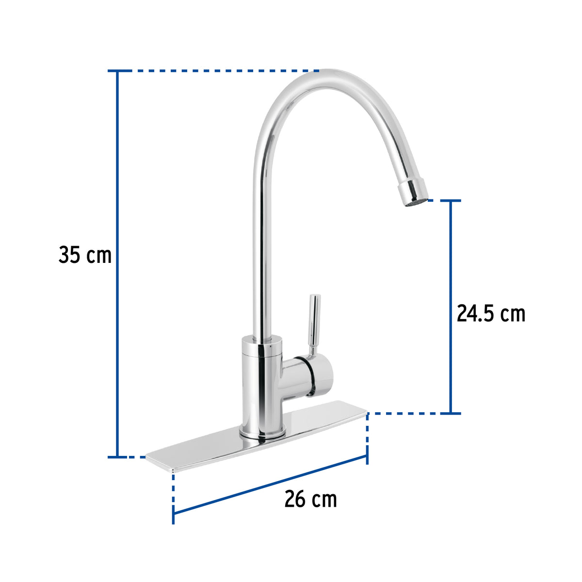 Monomando para fregadero cuello alto cromo FOSET TUBIG