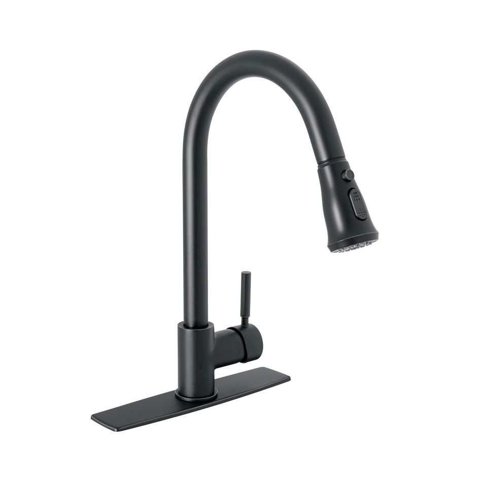 Monomando para fregadero cuello extraiblenegro mate TUBIG