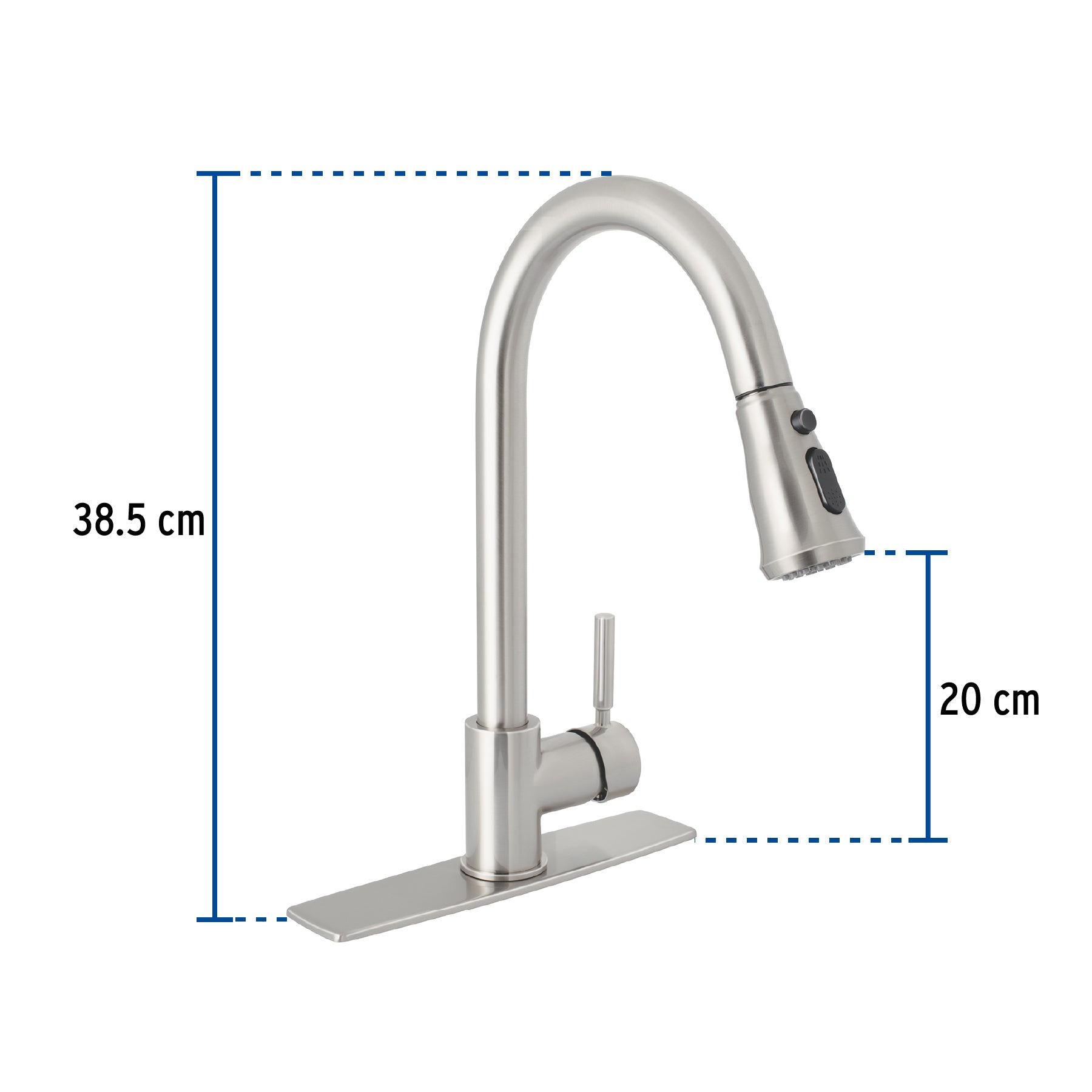 Monomando para fregadero cuello extraible satin TUBIG