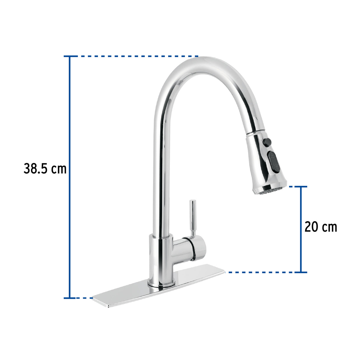 Monomando para fregadero cuello extraible cromo TUBIG