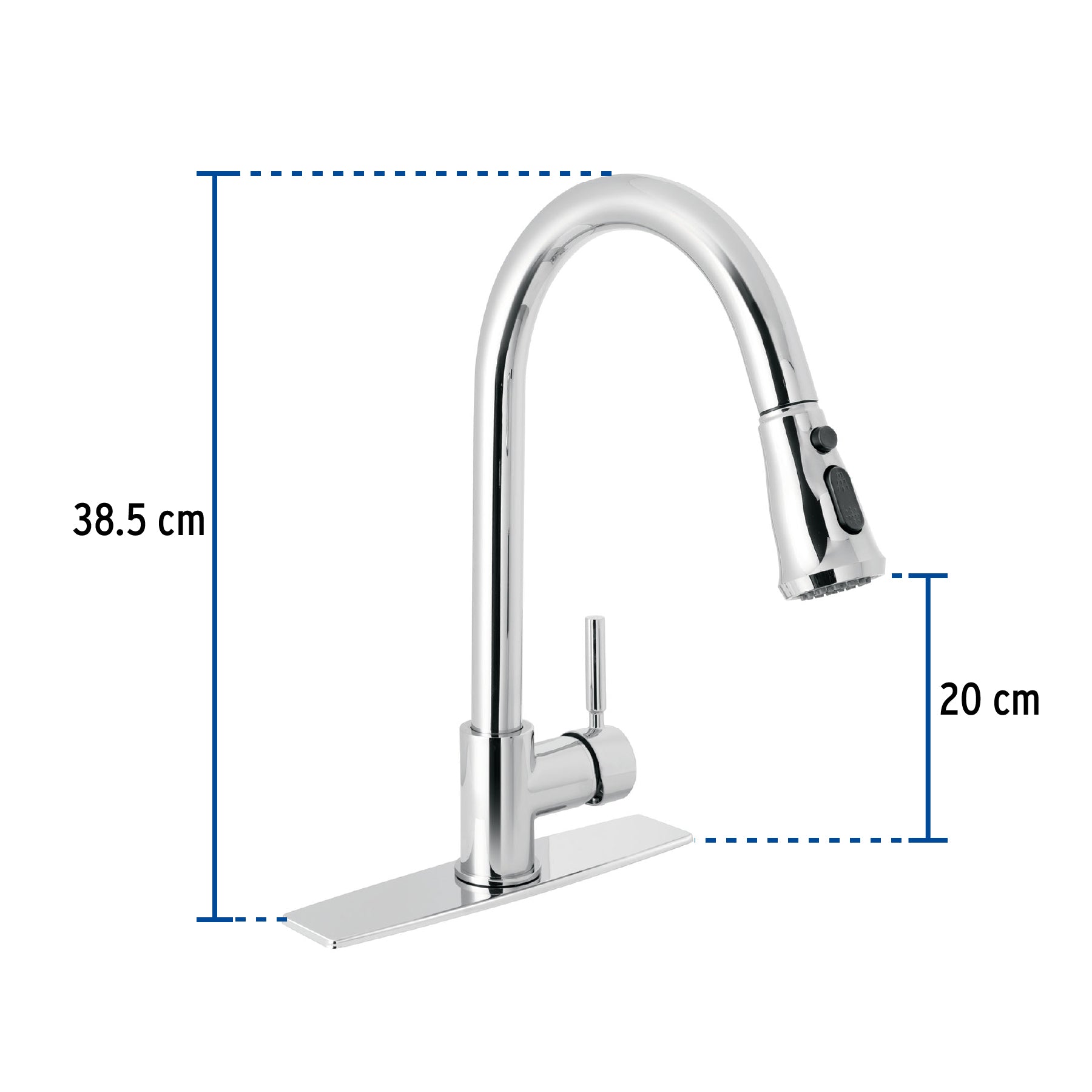 Monomando para fregadero cuello extraible cromo TUBIG