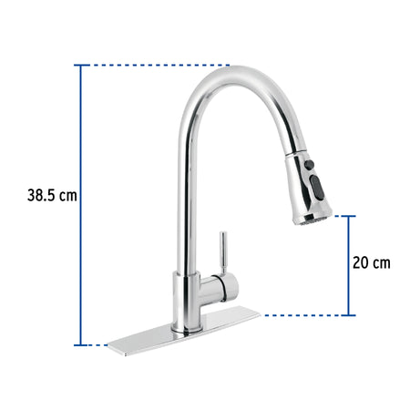 Monomando para fregadero cuello extraible cromo TUBIG