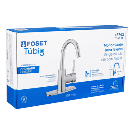 Monomando corto para lavabo, cromo, FOSET TÚBIG