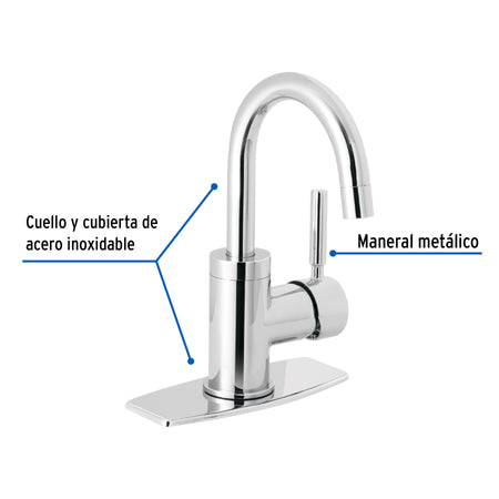 Monomando corto para lavabo, cromo, FOSET TÚBIG