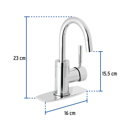 Monomando corto para lavabo, cromo, FOSET TÚBIG