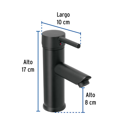 Monomando corto negro para lavabo, FOSET TÚBIG