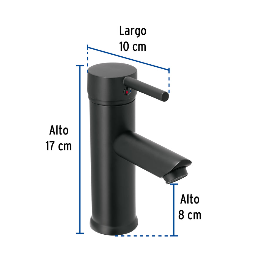 Monomando corto negro para lavabo, FOSET TÚBIG