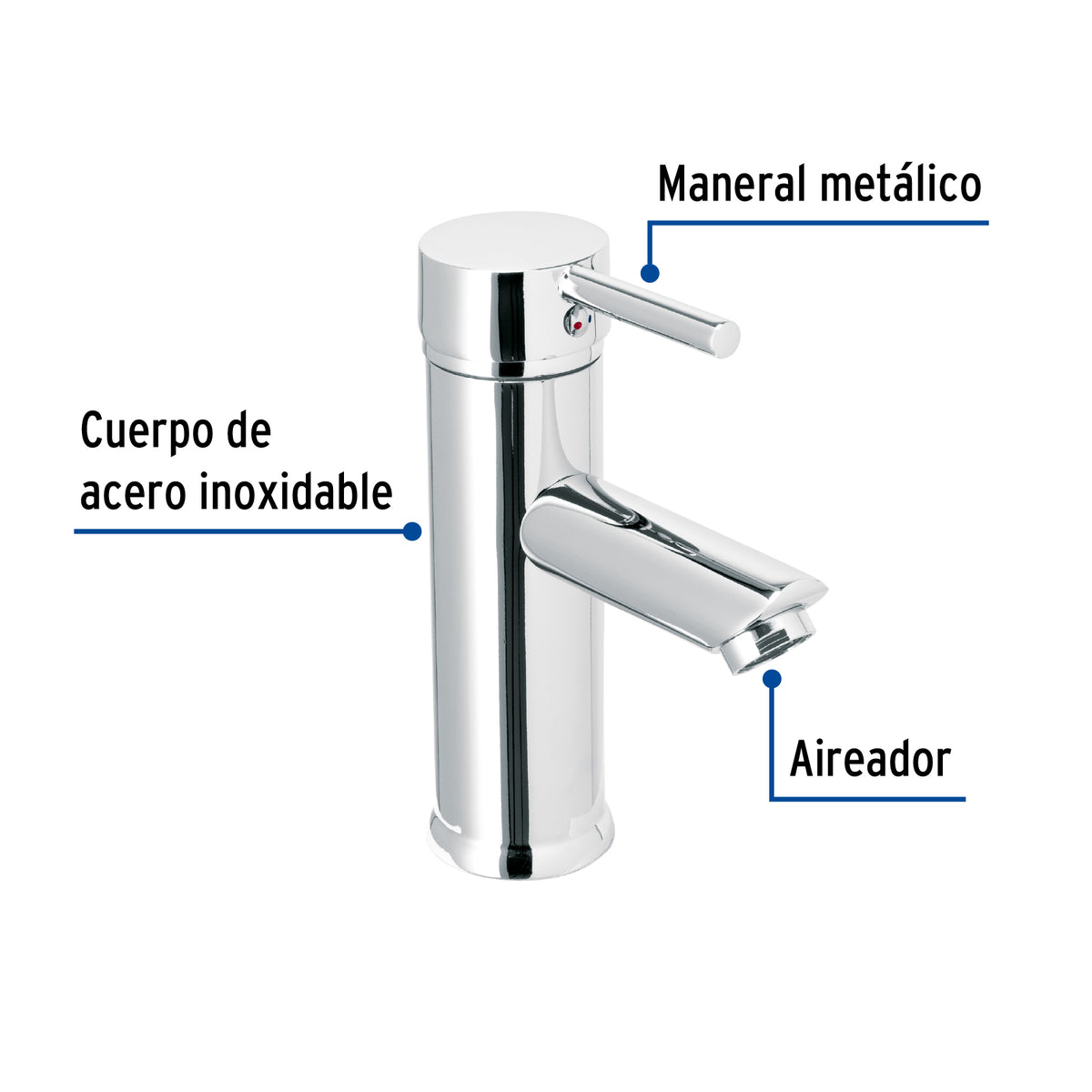Monomando corto cromo para lavabo, FOSET TÚBIG