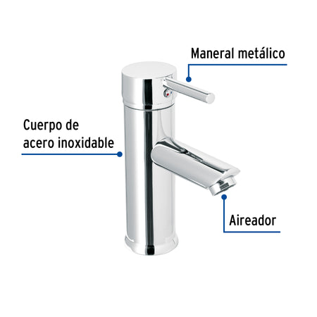 Monomando corto cromo para lavabo, FOSET TÚBIG
