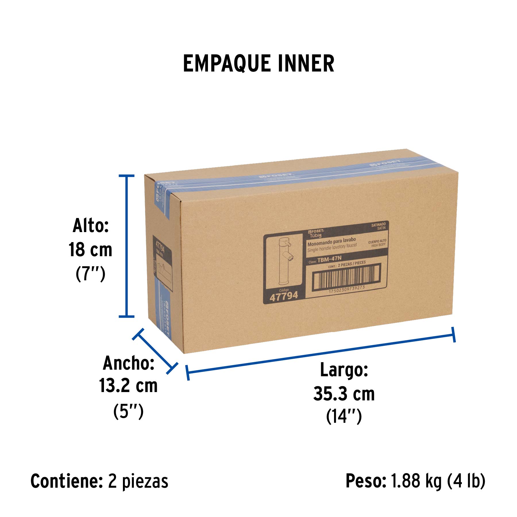 Monomando alto satin para lavabo FOSET TUBIG
