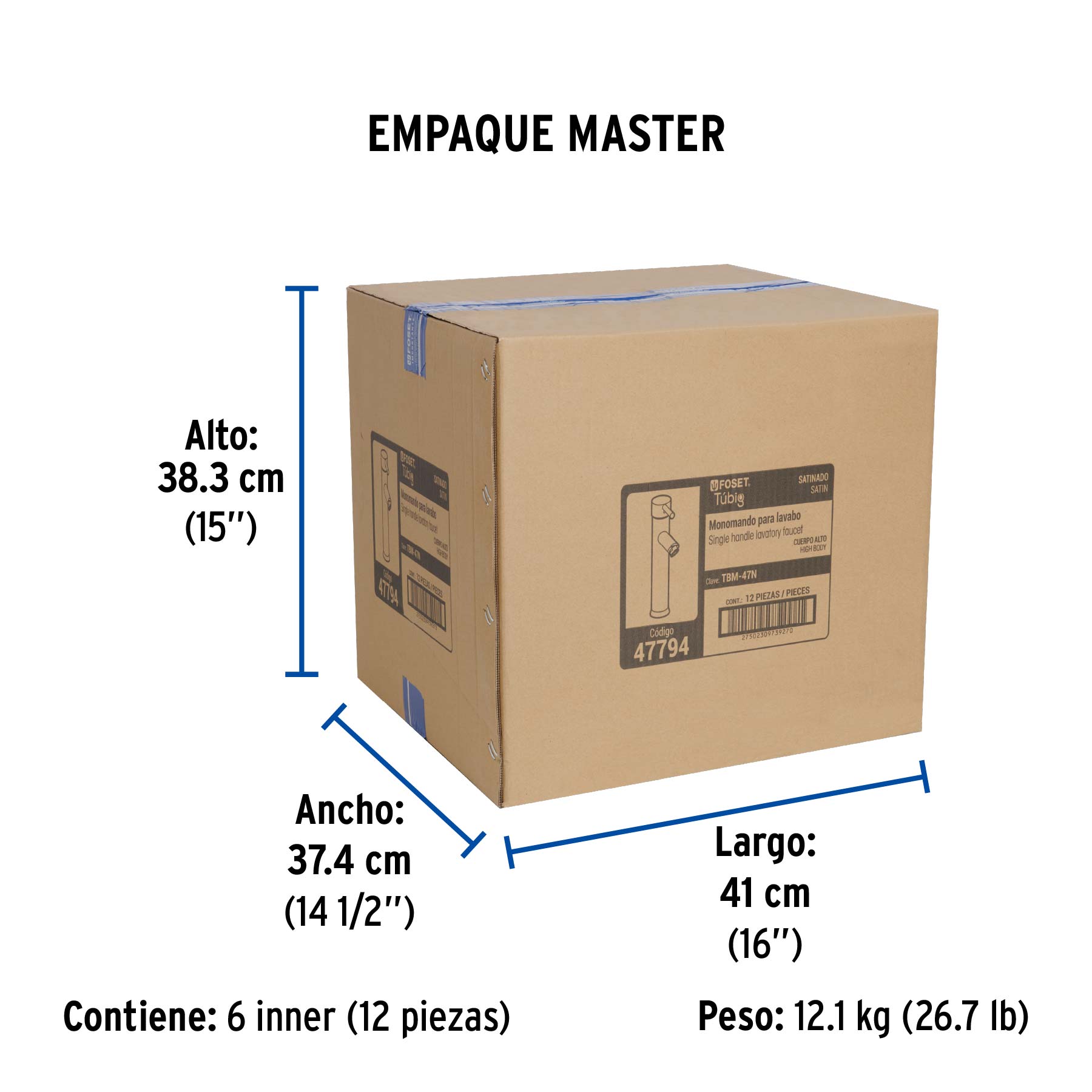 Monomando alto satin para lavabo FOSET TUBIG