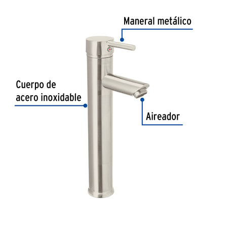 Monomando alto satin para lavabo FOSET TUBIG