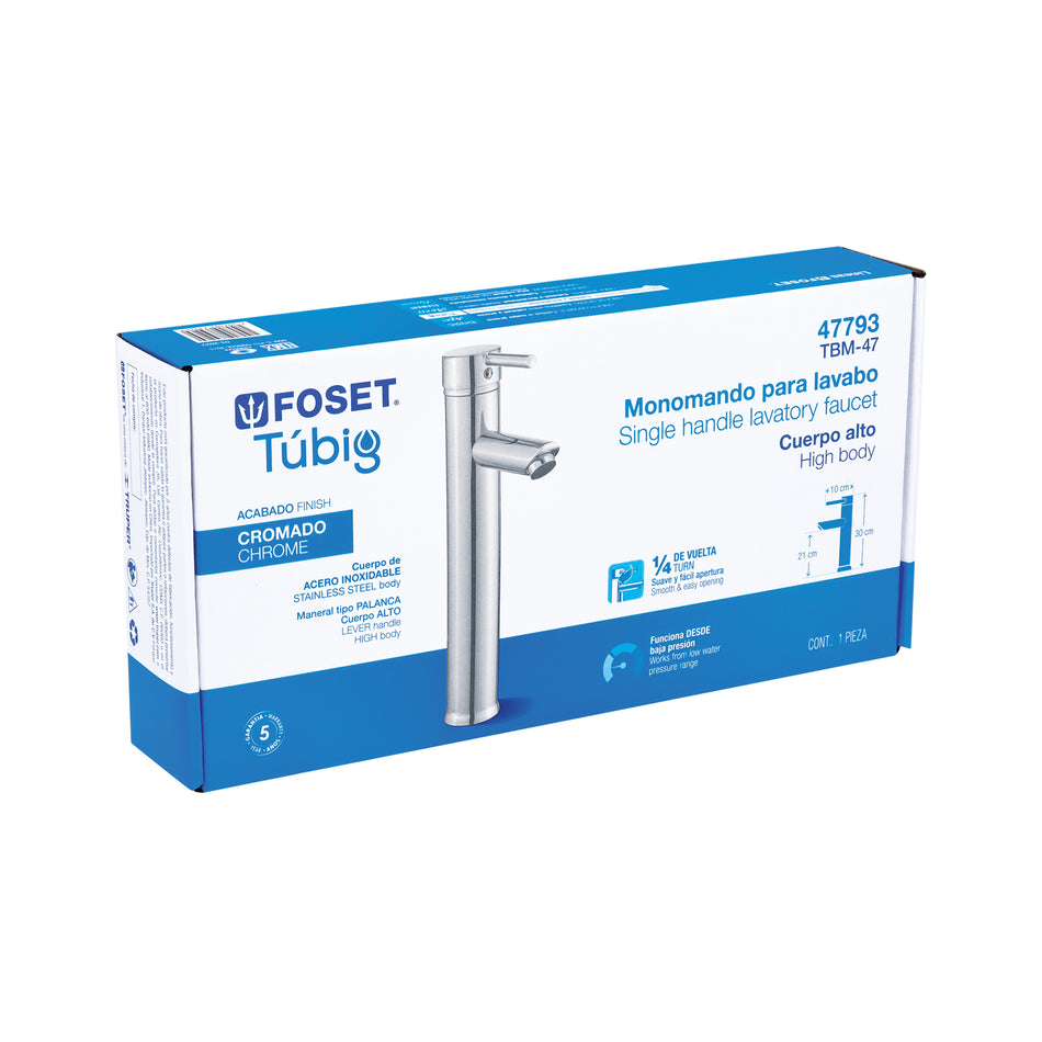 Monomando alto para lavabo FOSET TUBIG cromo