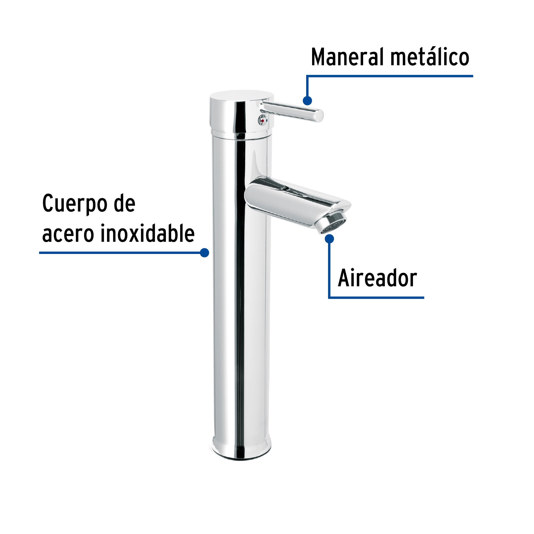 Monomando alto para lavabo FOSET TUBIG cromo