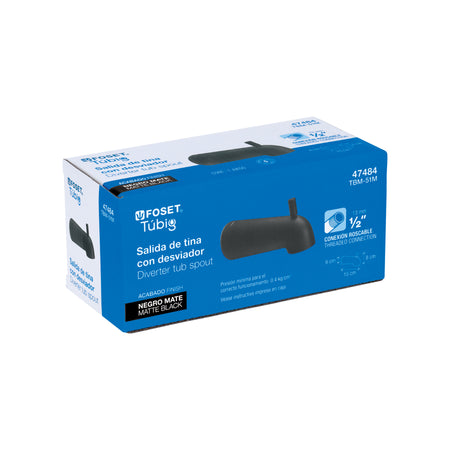 Salida de tina con desviador, negro, FOSET TÚBIG