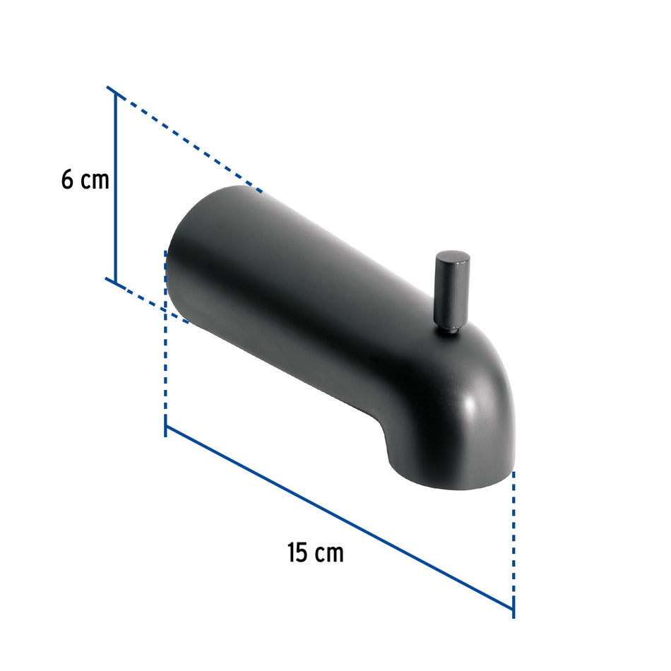 Salida de tina con desviador, negro, FOSET TÚBIG
