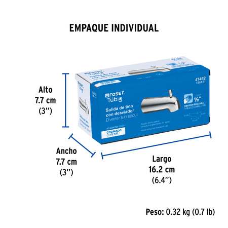 Salida de tina con desviador, cromo, FOSET TÚBIG