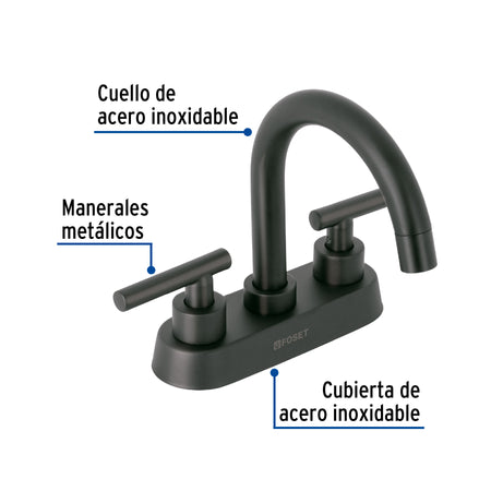 Mezcladora p/lavabobarmanerales palanca negro mate TUBIG