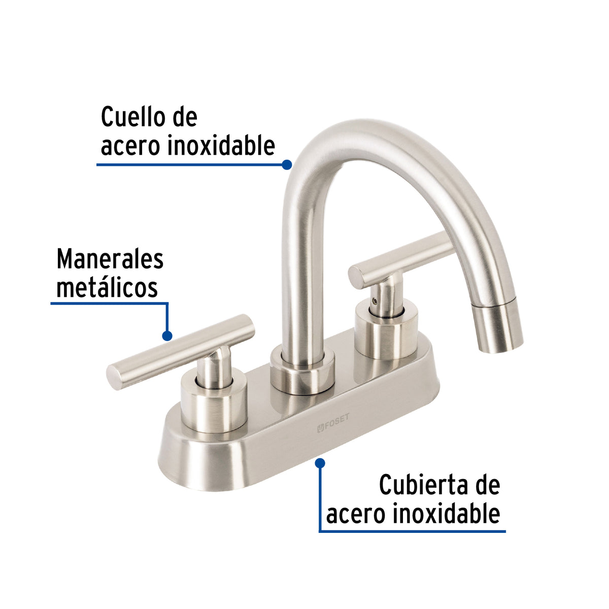 Mezcladora p/lavabo bar manerales palanca satin TUBIG