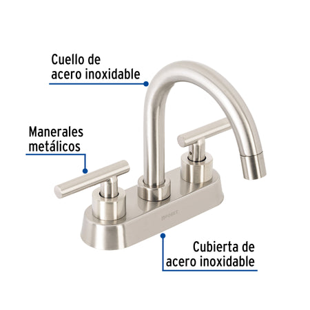 Mezcladora p/lavabo bar manerales palanca satin TUBIG