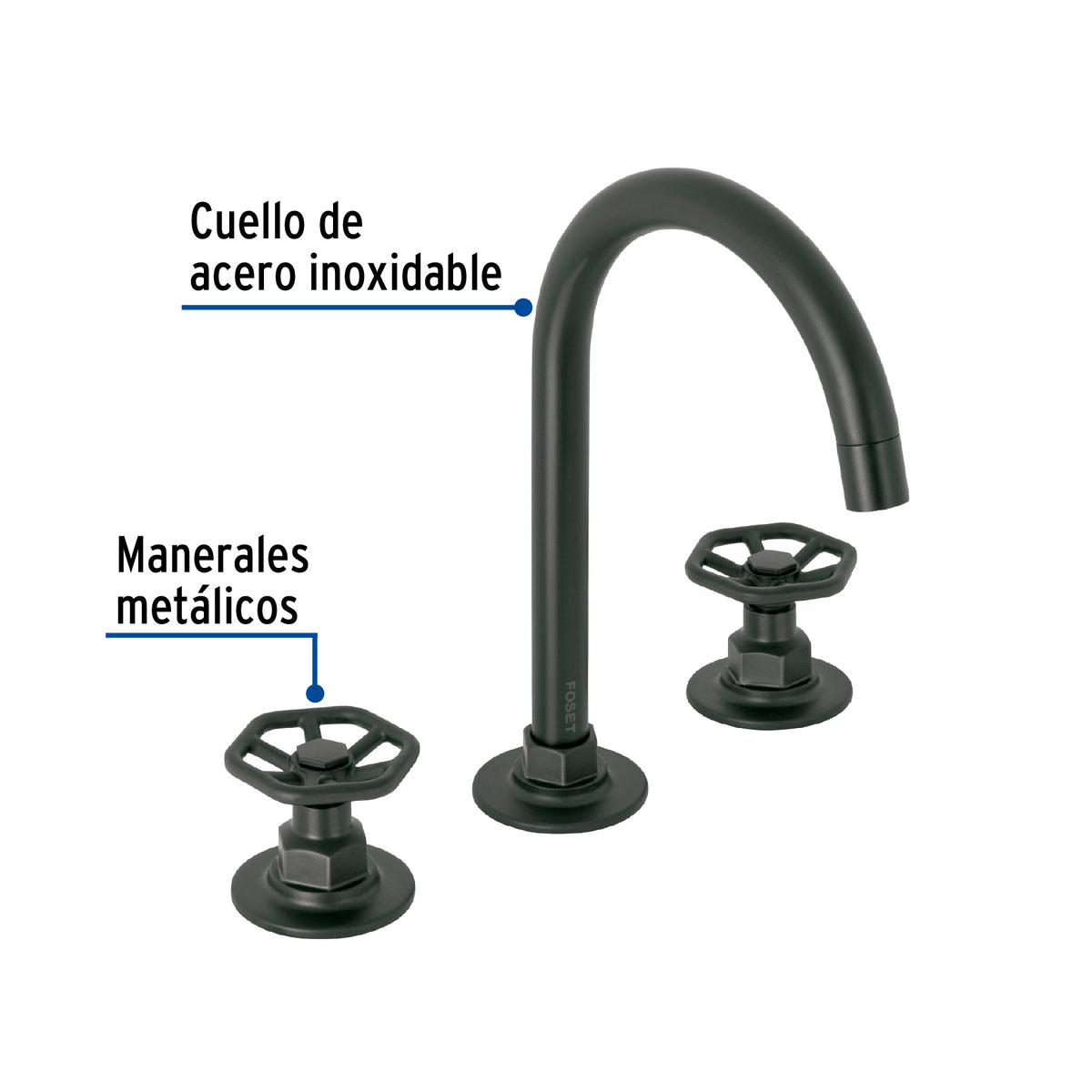Mezcladora p/lavabo,taladros separados,redondos,negro, TÚBIG