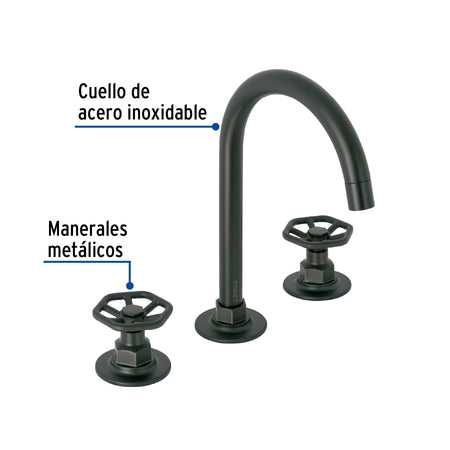 Mezcladora p/lavabo,taladros separados,redondos,negro, TÚBIG