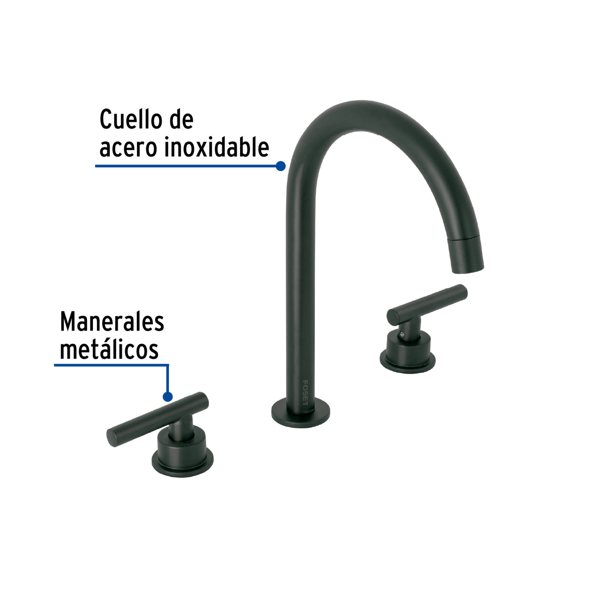 Mezcladora p/lavabotaladros separadospalanca TUBIG negro