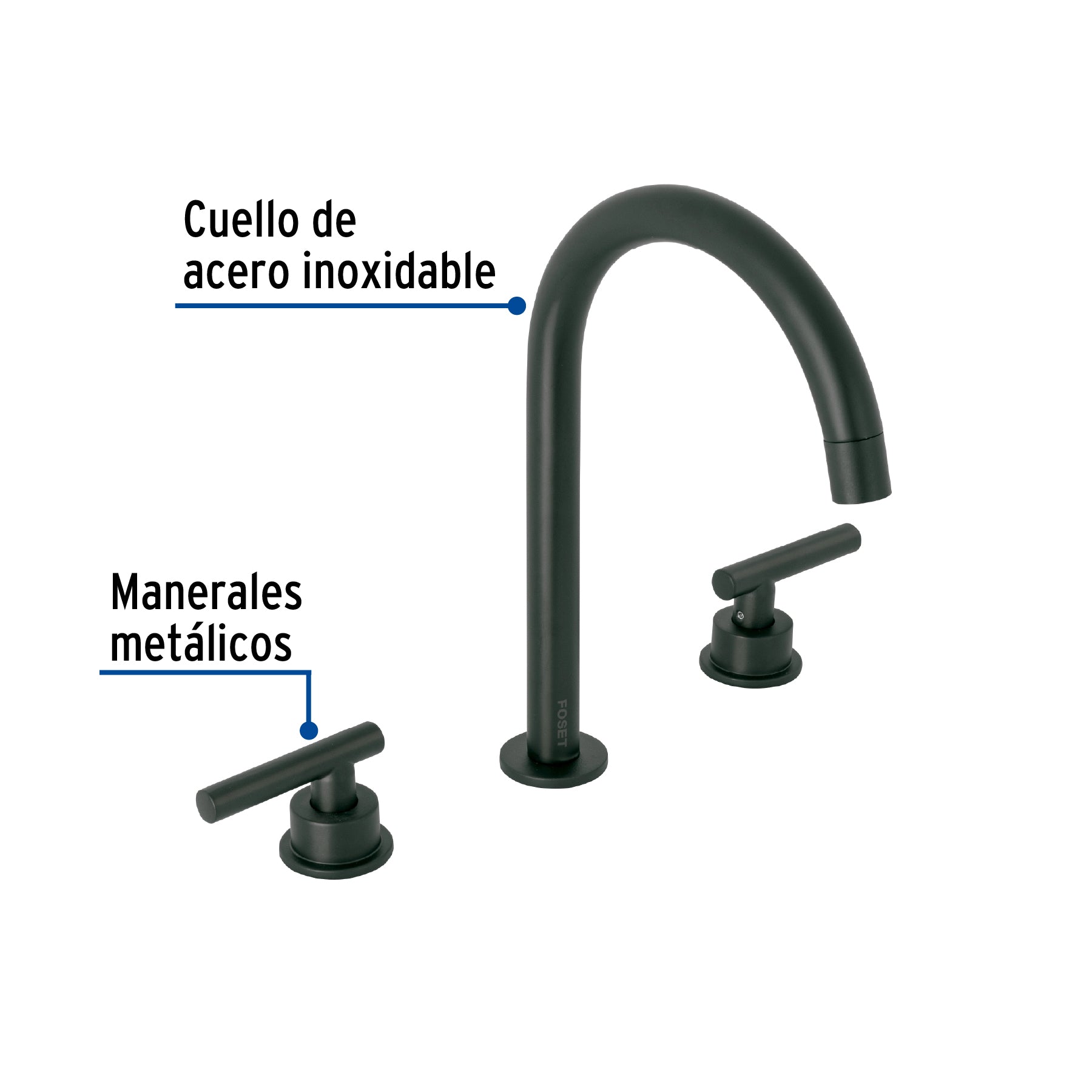 Mezcladora p/lavabotaladros separadospalanca TUBIG negro