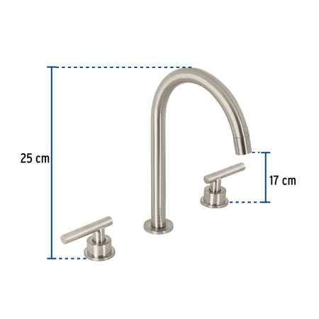 Mezcladora p/lavabotaladros separadospalanca satin TUBIG