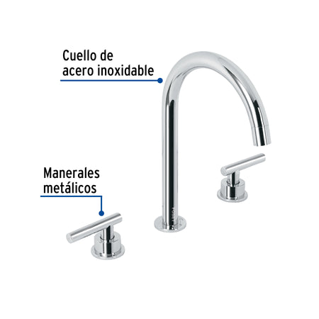 Mezcladora p/lavabotaladros separadospalanca TUBIG cromo