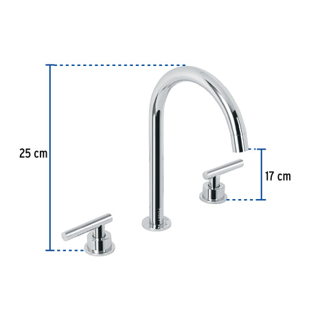 Mezcladora p/lavabotaladros separadospalanca TUBIG cromo