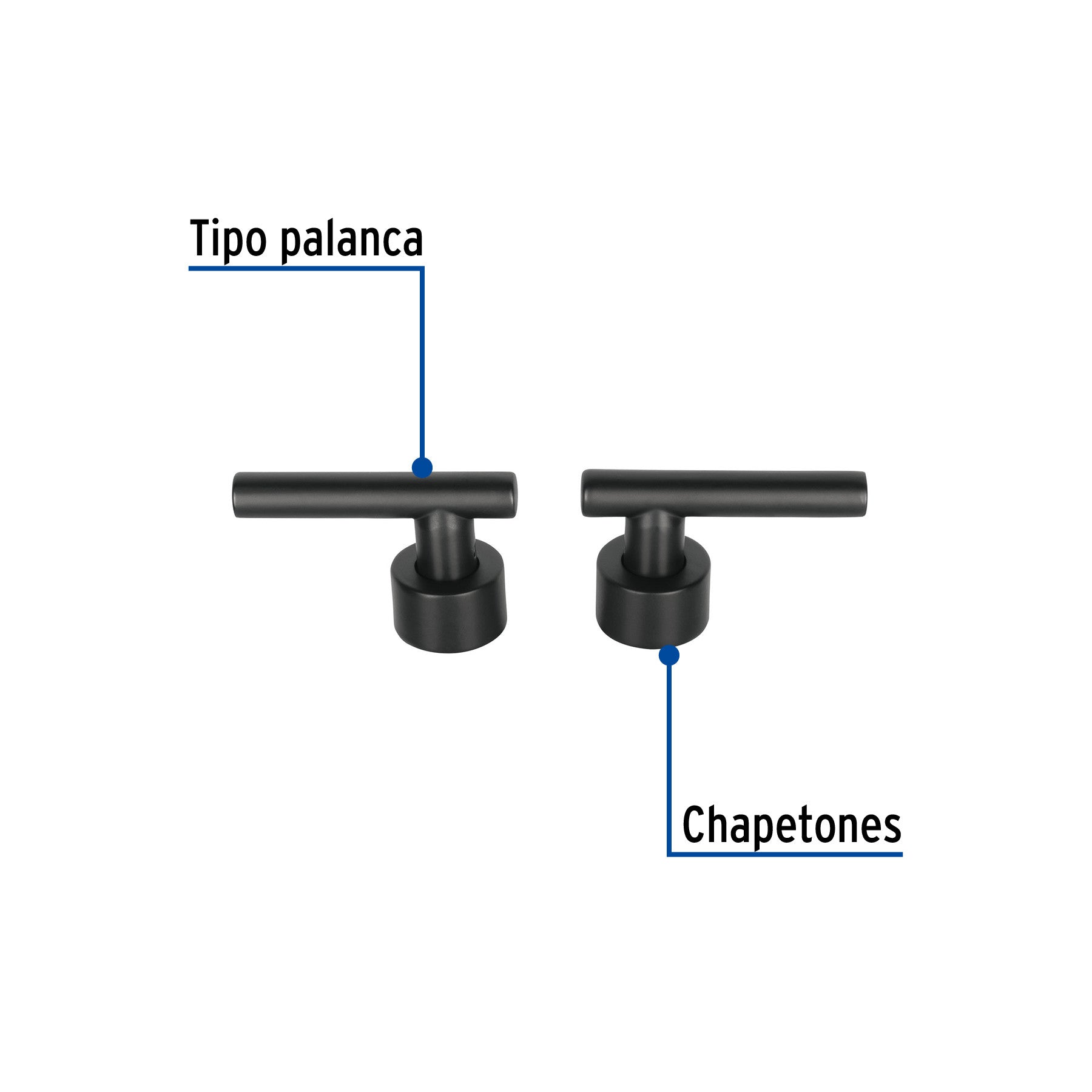 Juego de 2 manerales para mezcladora, palanca, negro, TÚBIG negro