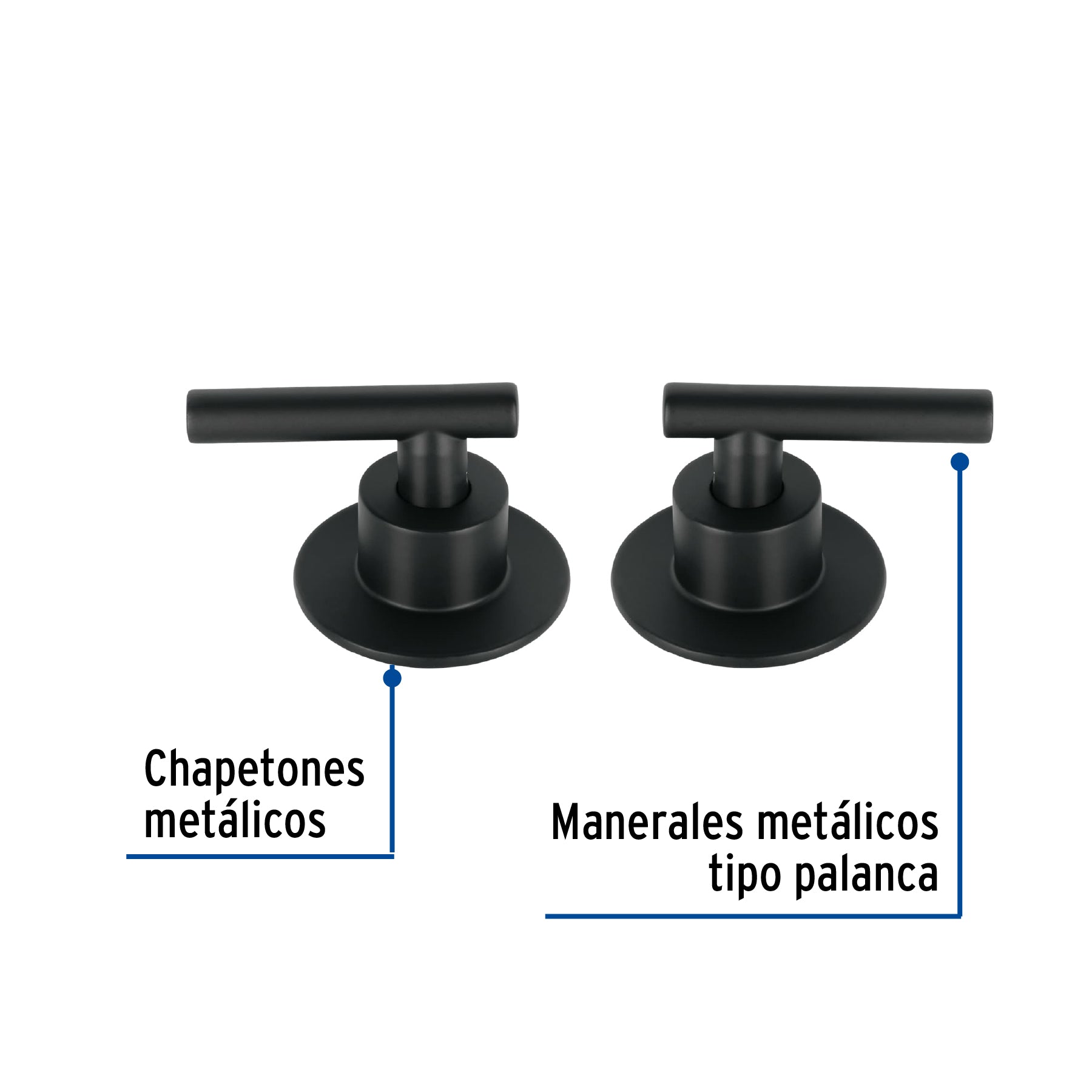 Juego de 2 manerales para regadera palanca TUBIG negro