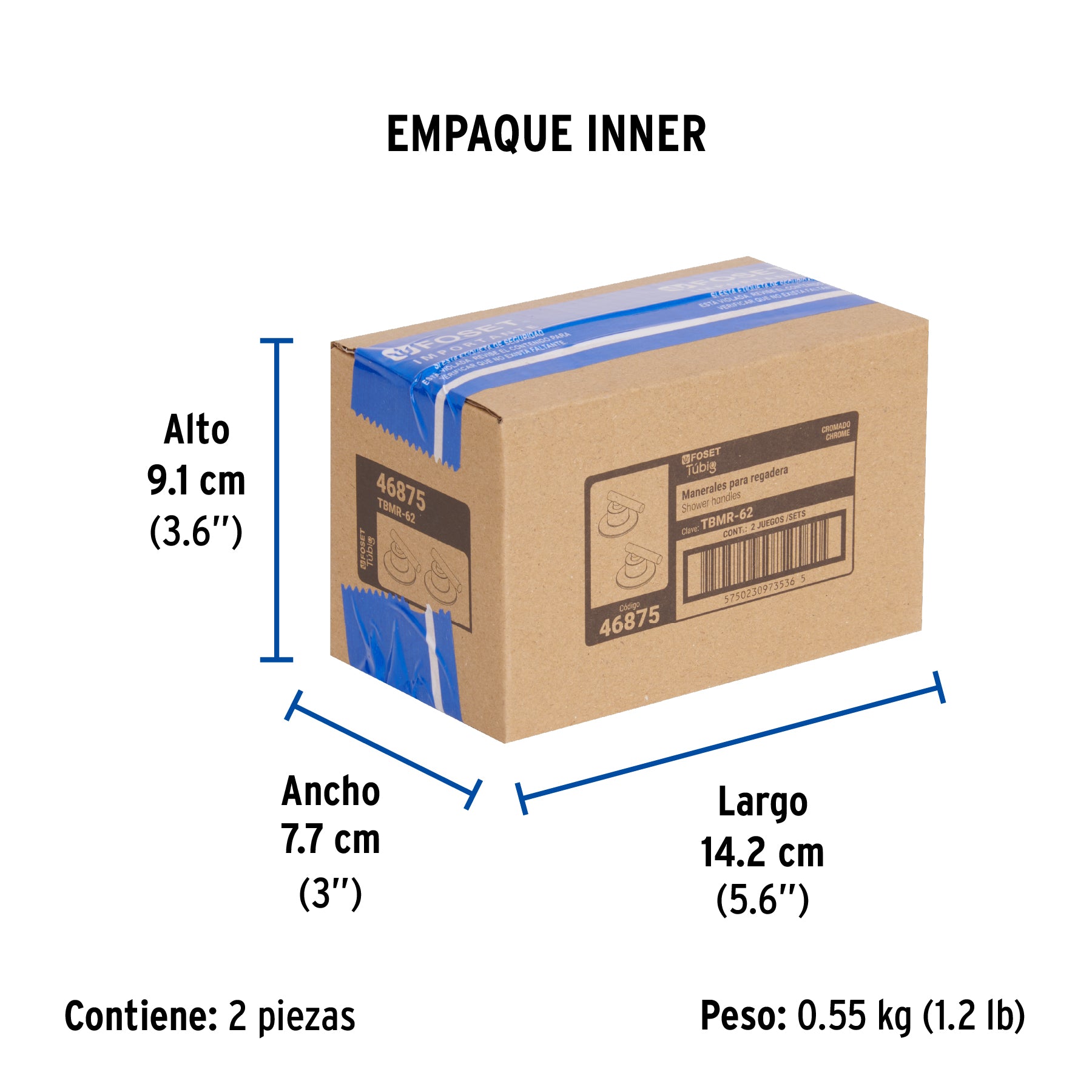 Juego de 2 manerales para regadera palanca TUBIG cromo