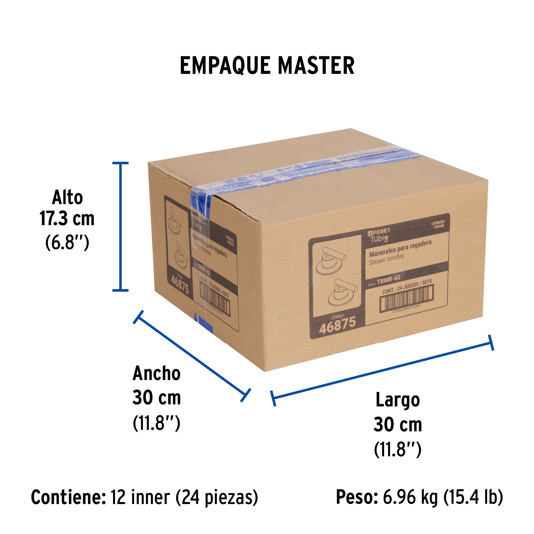Juego de 2 manerales para regadera palanca TUBIG cromo