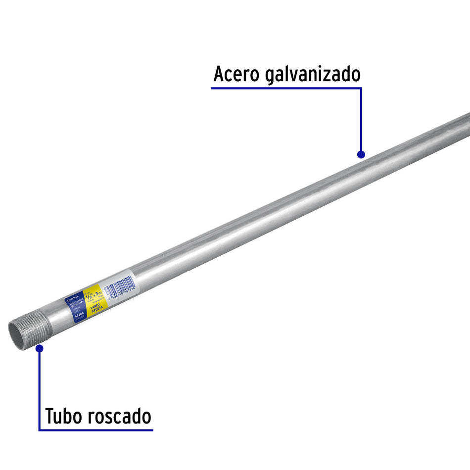 Tubo Conduit 1/2' pared gruesa (1.6 mm), et. amarilla, 3 m 1/2', 1.6 mm, 3 m