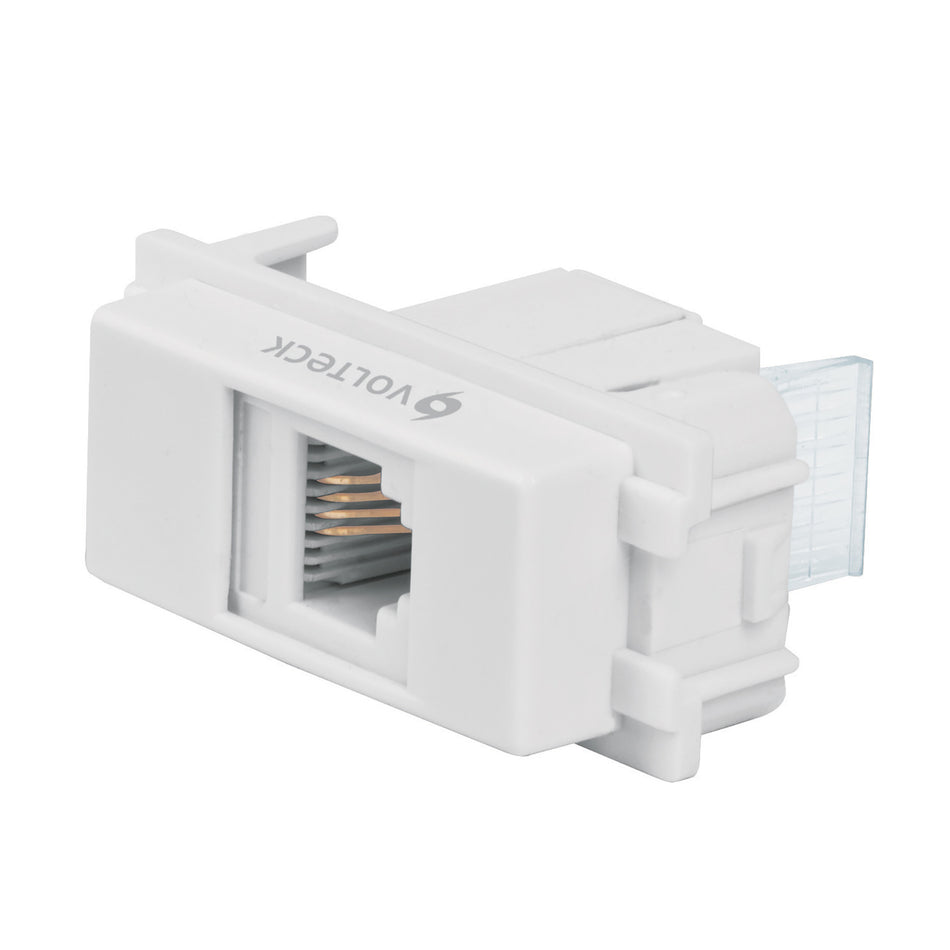 Toma de teléfono, línea Italiana, color blanco, Volteck blanco