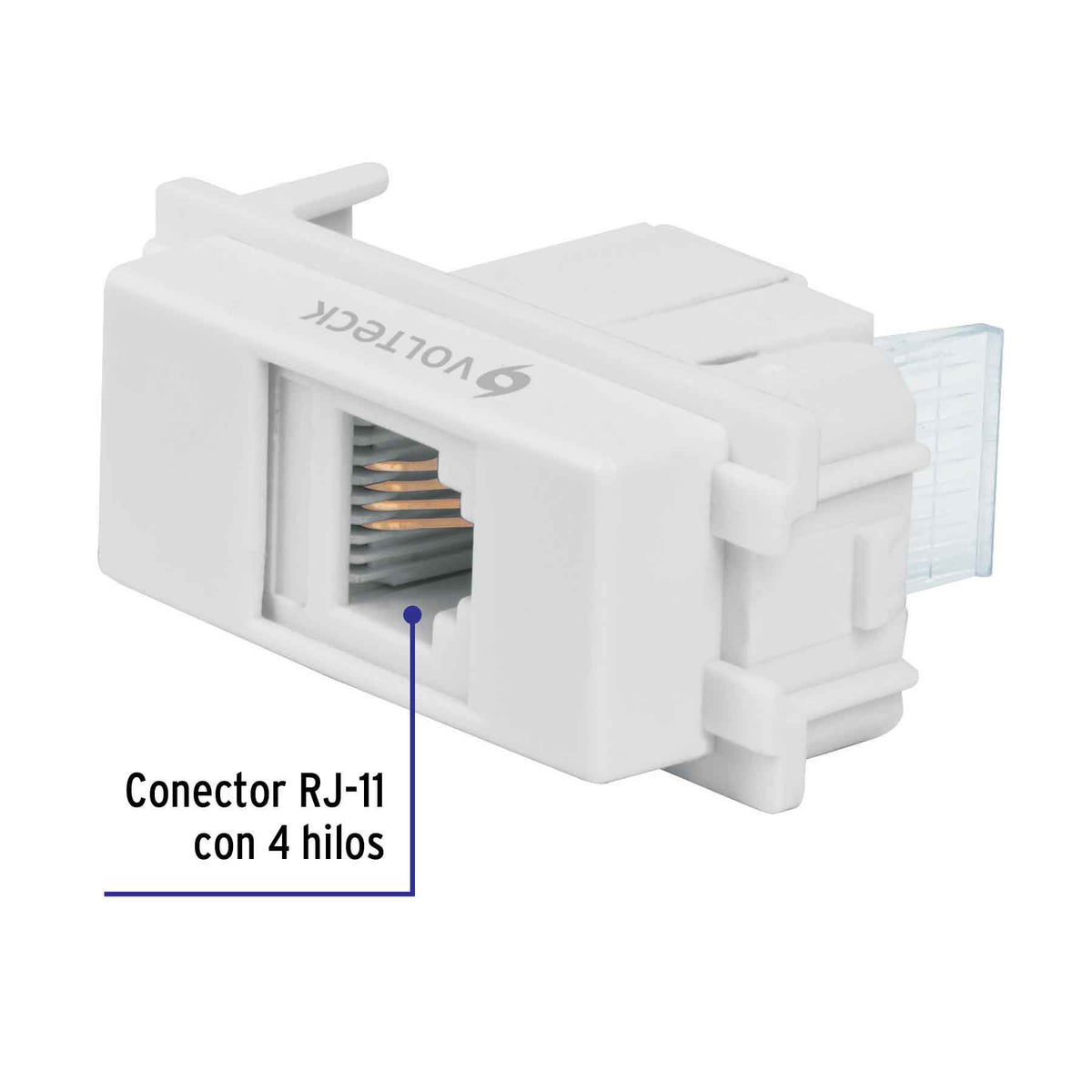 Toma de teléfono, línea Italiana, color blanco, Volteck blanco