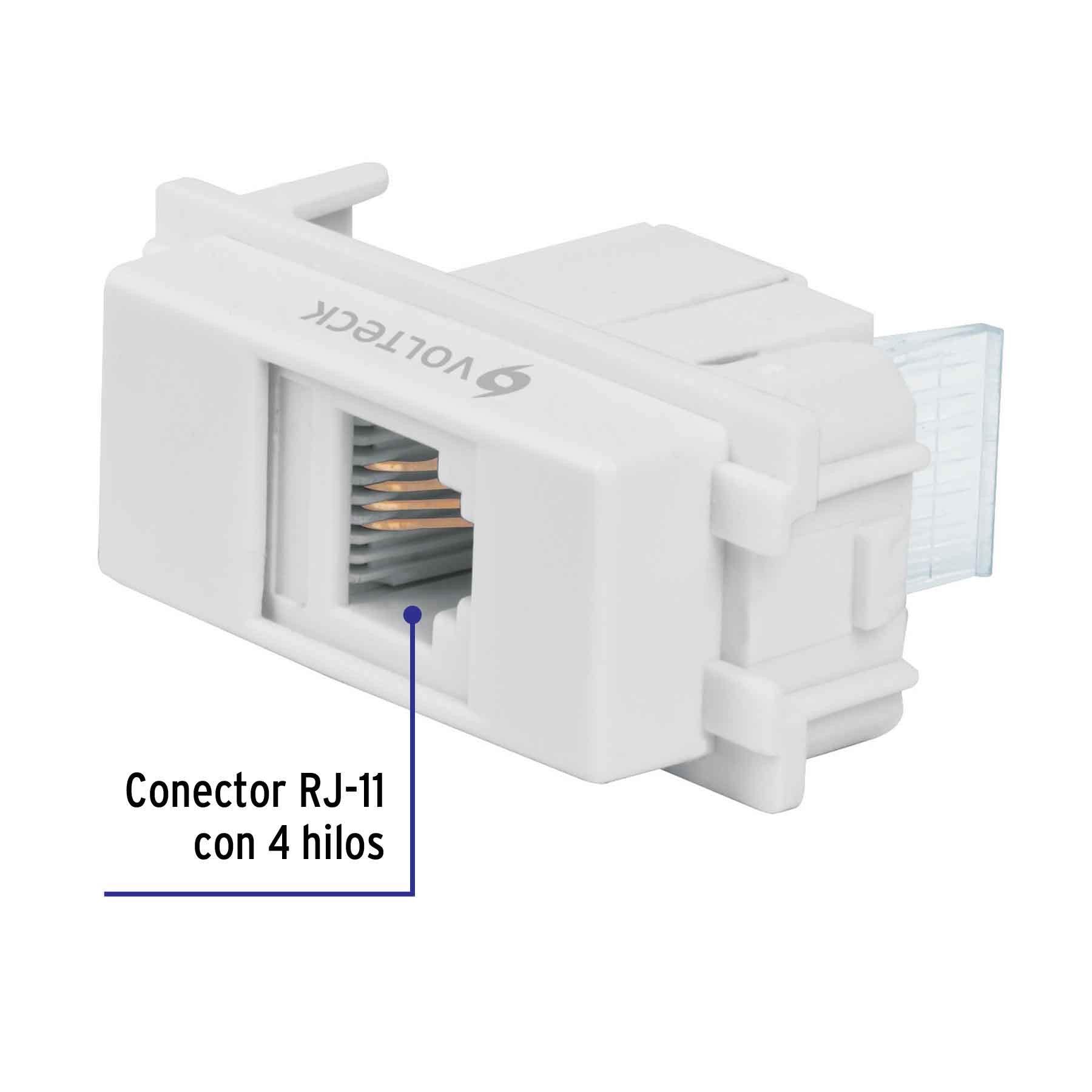 Toma de teléfono, línea Italiana, color blanco, Volteck blanco
